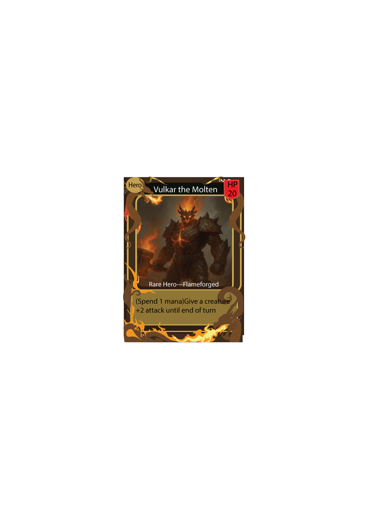 Vulkar the Molten — Flameforged hero card